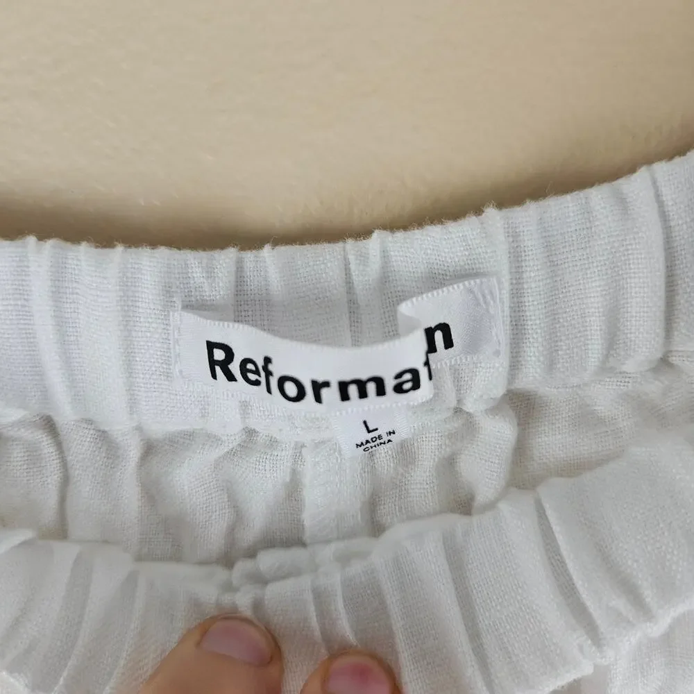 Reformation Olina Linen Pant - White